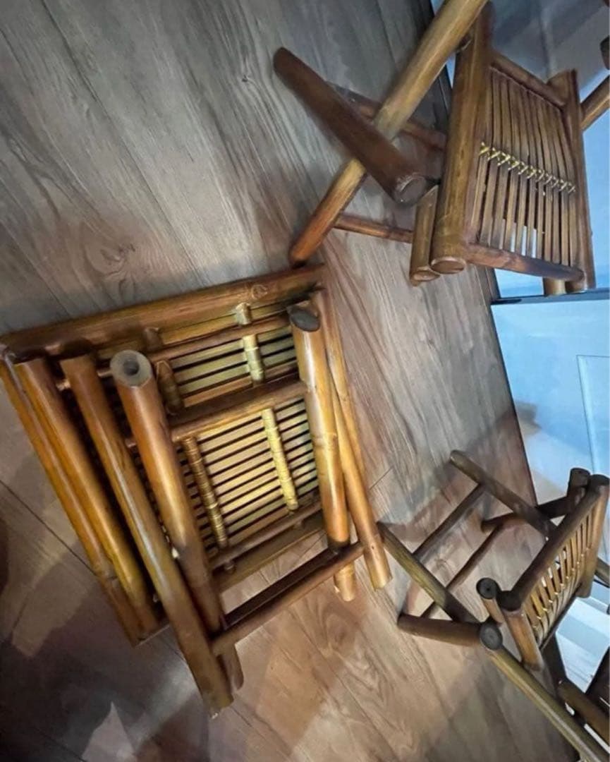 折りたたみ　竹製　レトロ　ヴィンテージ　バンブーチェア　椅子　インテリア　木製