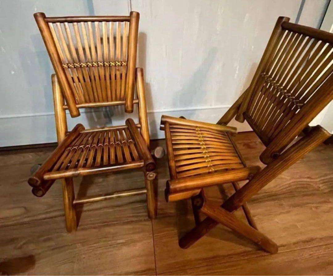 折りたたみ　竹製　レトロ　ヴィンテージ　バンブーチェア　椅子　インテリア　木製