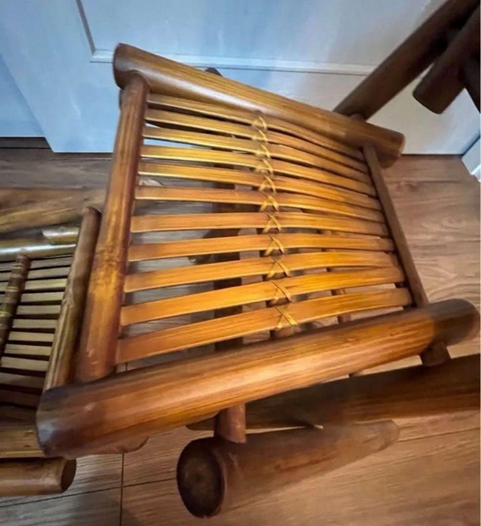 折りたたみ　竹製　レトロ　ヴィンテージ　バンブーチェア　椅子　インテリア　木製