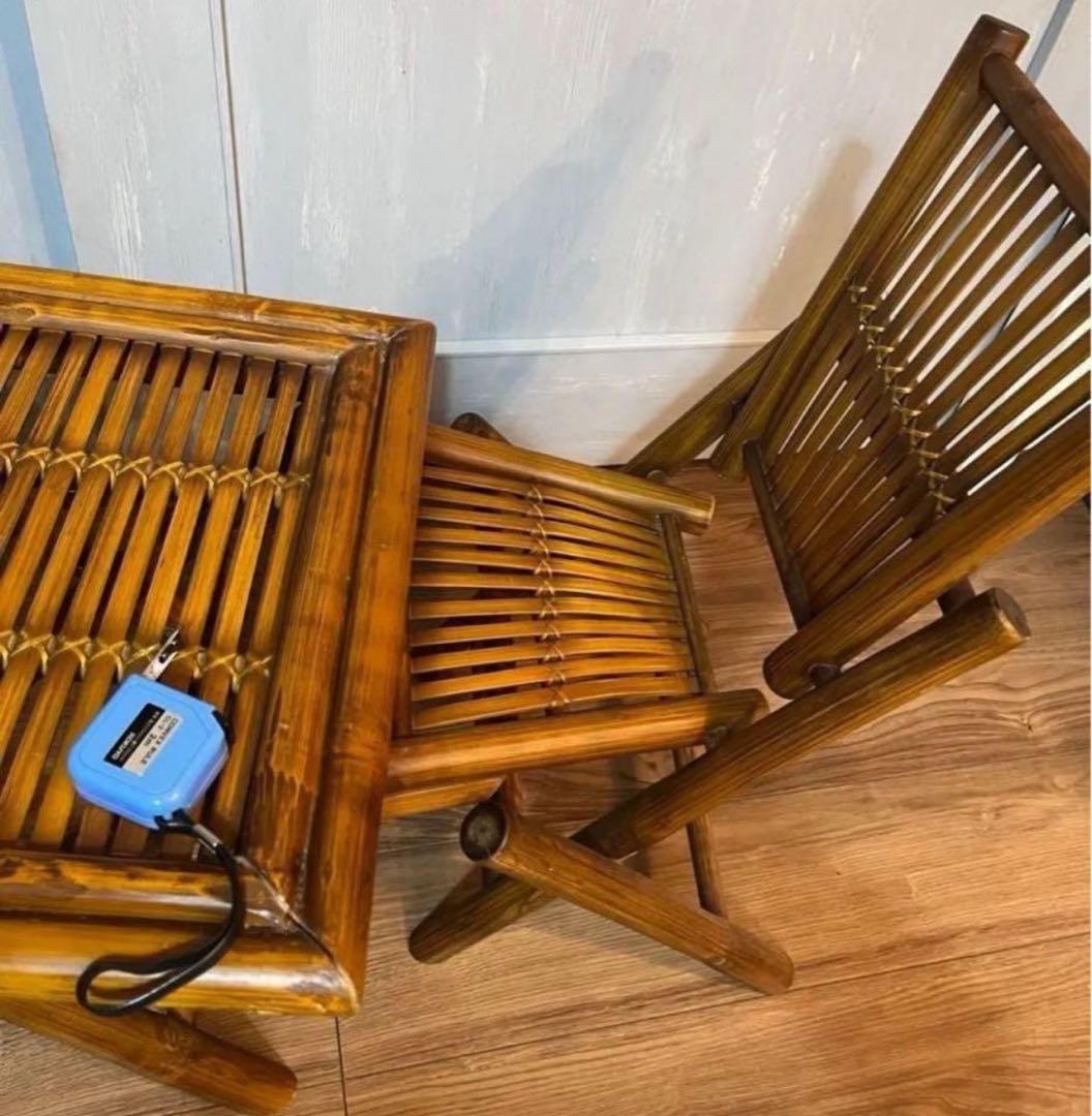 折りたたみ　竹製　レトロ　ヴィンテージ　バンブーチェア　椅子　インテリア　木製