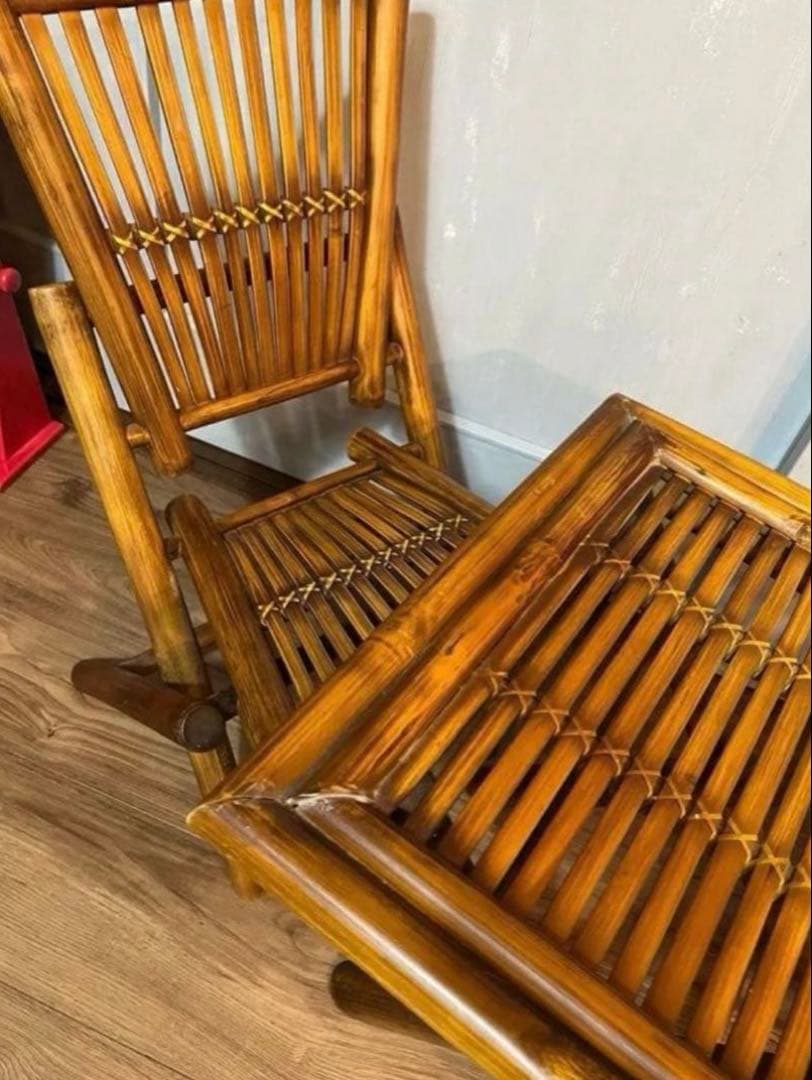 折りたたみ　竹製　レトロ　ヴィンテージ　バンブーチェア　椅子　インテリア　木製