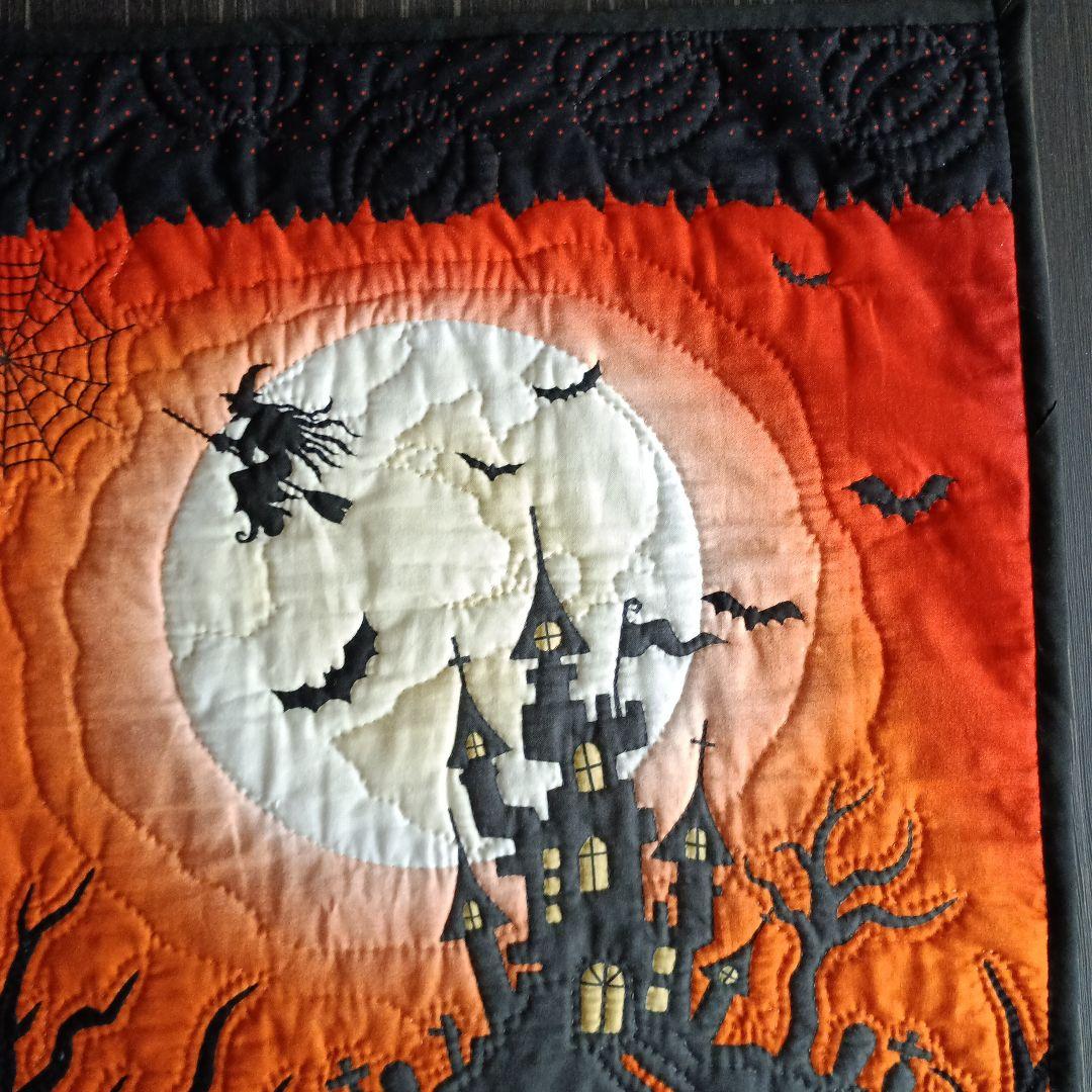 ♣ハロウィン魔女＆ゴスロリパネル生地タペストリー♣ハンドメイドパッチワークキルト