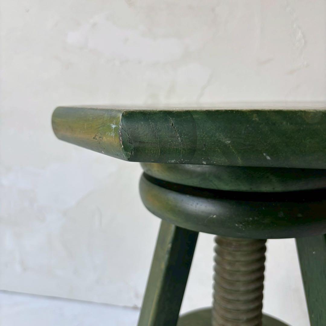 深緑の八角スツール　古道具