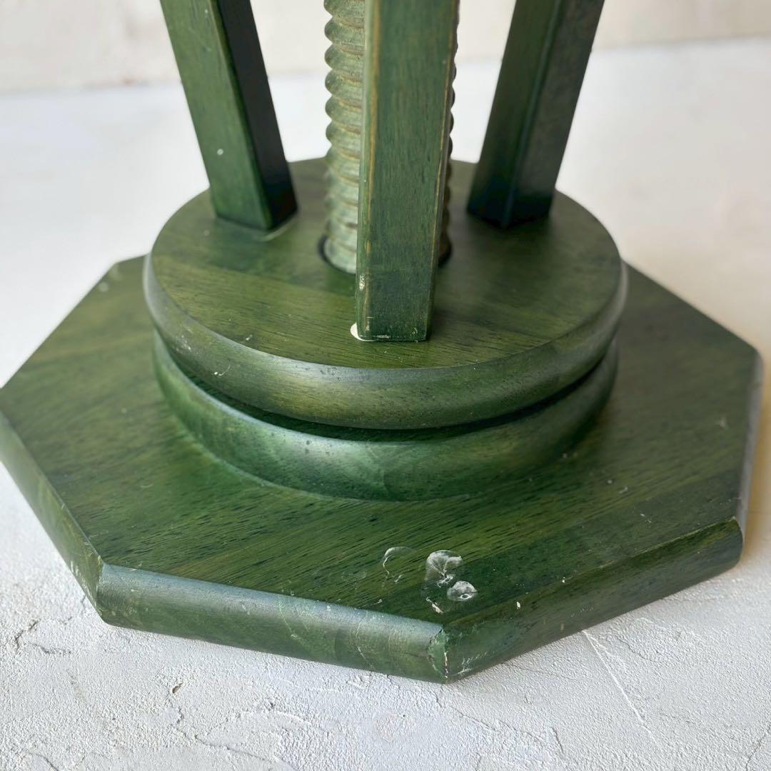 深緑の八角スツール　古道具