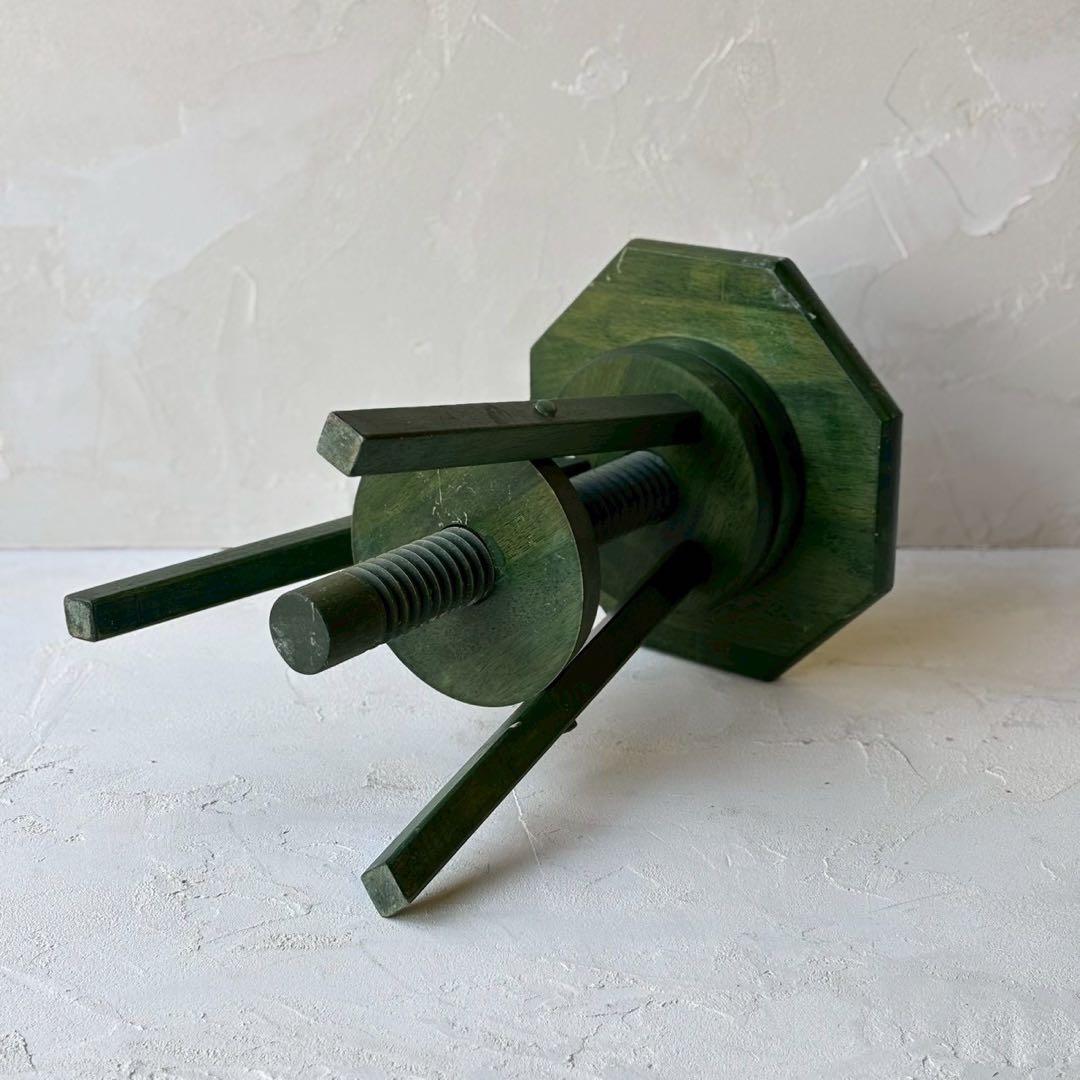 深緑の八角スツール　古道具