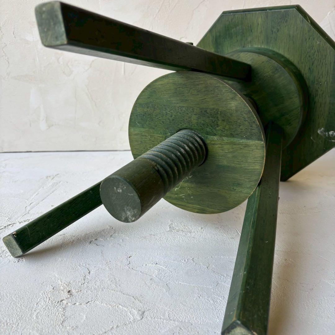 深緑の八角スツール　古道具