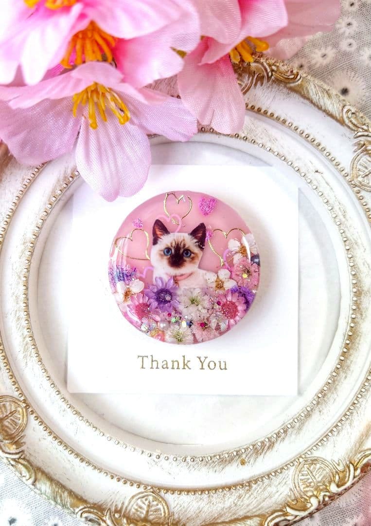 レジン　猫　ヘアゴム　ブローチ　ポニーフック　No.547