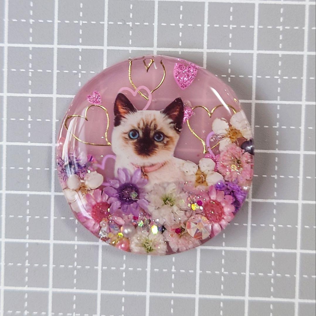 レジン　猫　ヘアゴム　ブローチ　ポニーフック　No.547