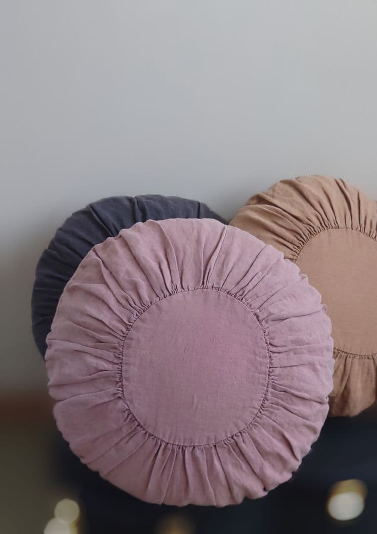 Orné de Feuilles リネン・ラウンドクッション 2個セット