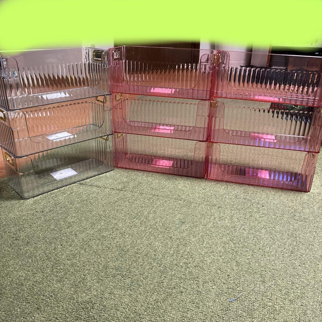 スリーピー冷蔵庫用収納ケースクリアピンク９個セットTikTok THREEPPY