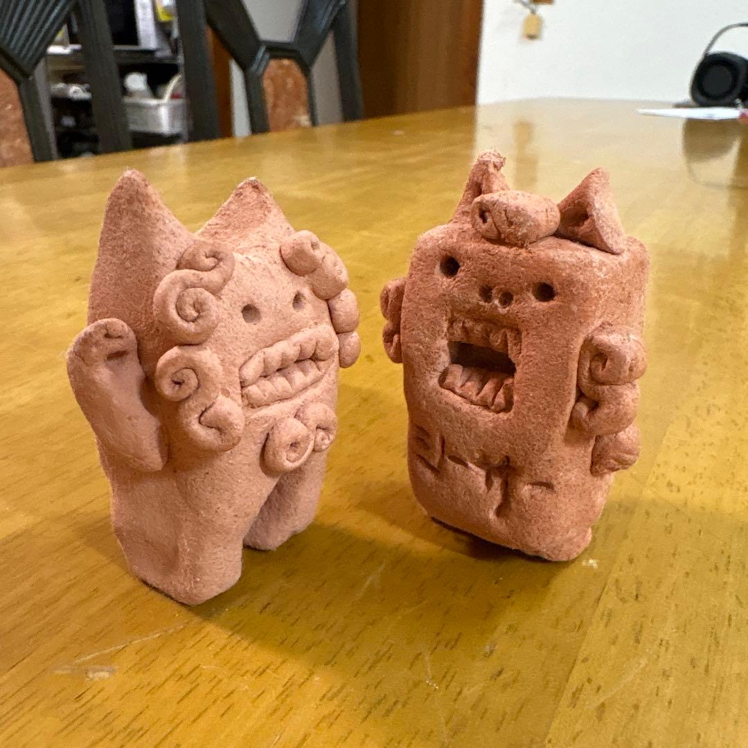 【開運魔除】プロのシーサー職人が作るゆるきゃら沖縄シーサー♂♀2体1対 5cm位