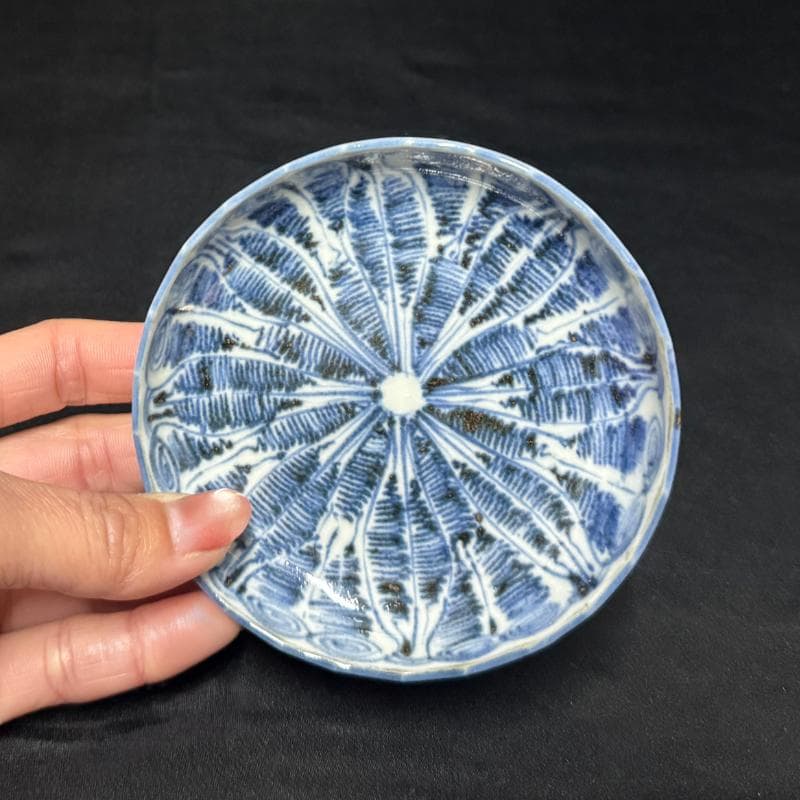 古伊万里 染付 花連文 手塩皿 ② 5枚組 無傷 完品 江戸期 小皿 豆皿