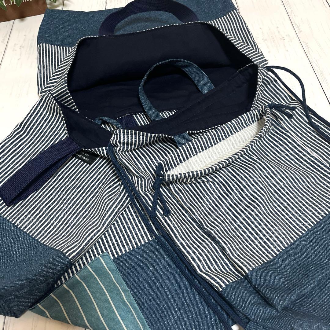 ちゃん 入園入学セット ヒッコリーストライプ×デニム ハンドメイド