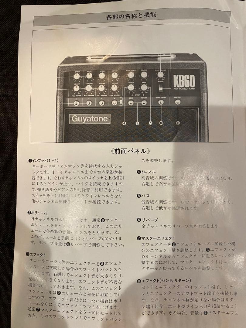Guyatone KB60 キーボードアンプ　4ch リバーブ付　80年代生産