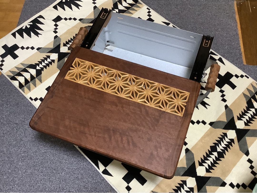 スノーピークシェルコン25サイズスライド天板組子細工ヘキサゴ124ウォールナット