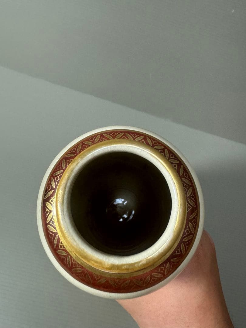 2119 九谷焼　旭山窯　山水図　花瓶