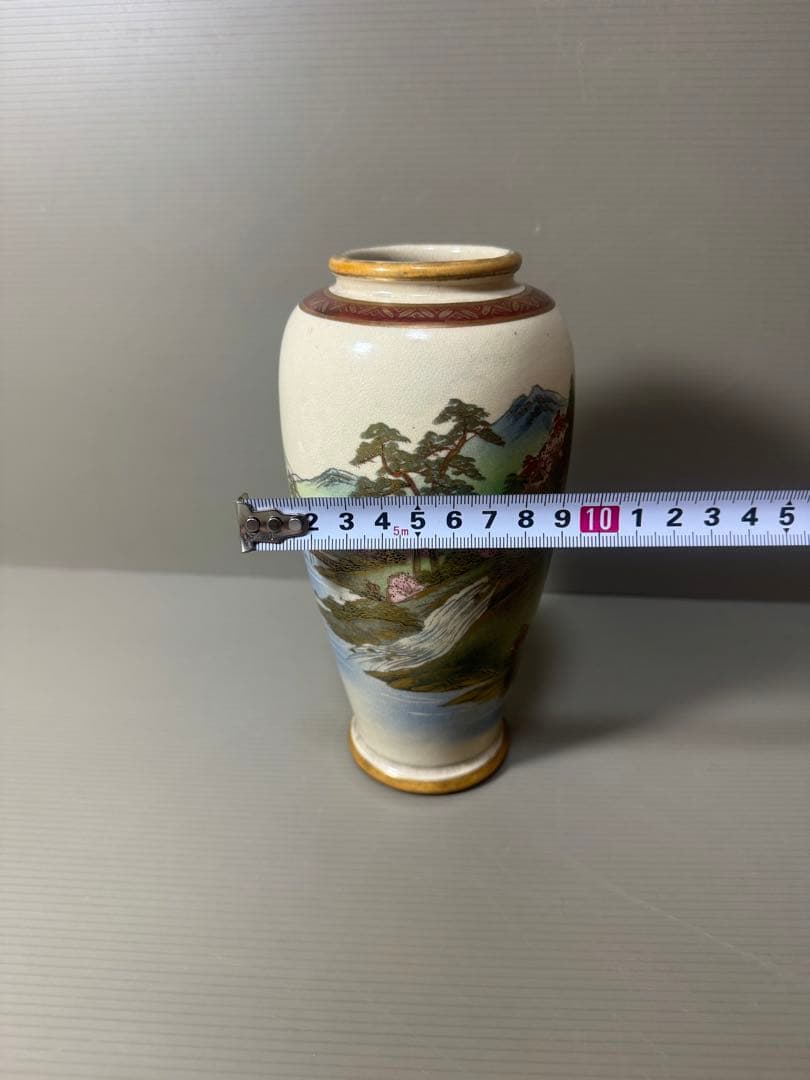 2119 九谷焼　旭山窯　山水図　花瓶