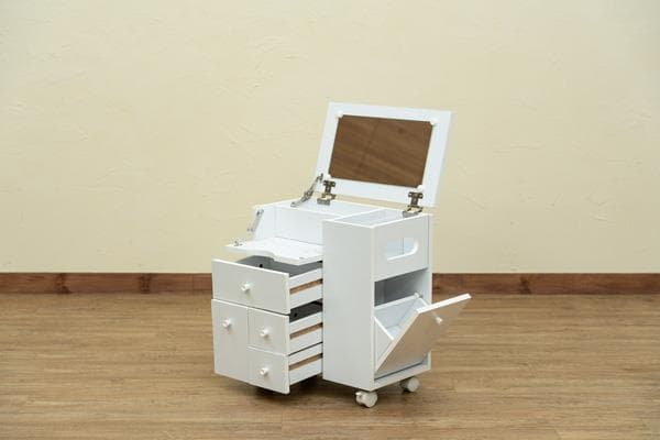 【新品・送料無料】収納いっぱいコスメワゴン　DBR/WH