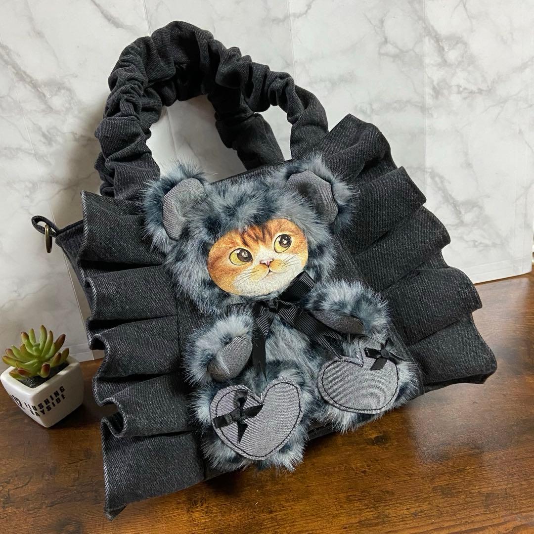 ま*ー様 コヤンイサムチョン デニムリメイク 【フリルトートバッグ】ハンドメイド