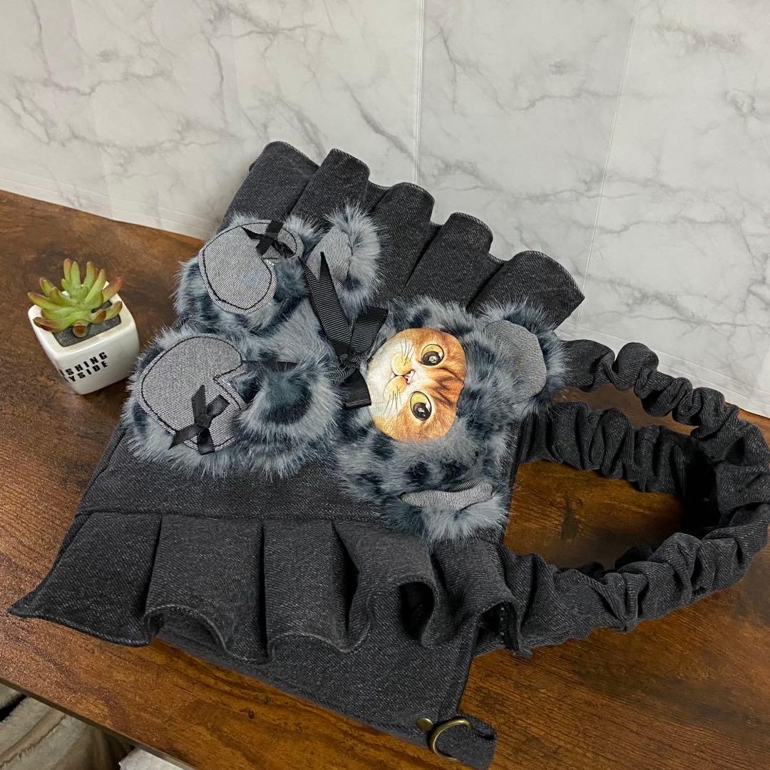 ま*ー様 コヤンイサムチョン デニムリメイク 【フリルトートバッグ】ハンドメイド