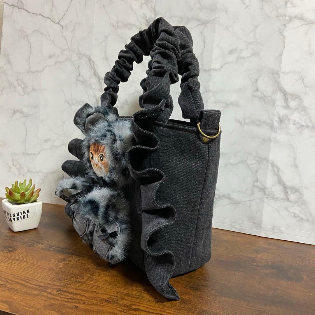 ま*ー様 コヤンイサムチョン デニムリメイク 【フリルトートバッグ】ハンドメイド