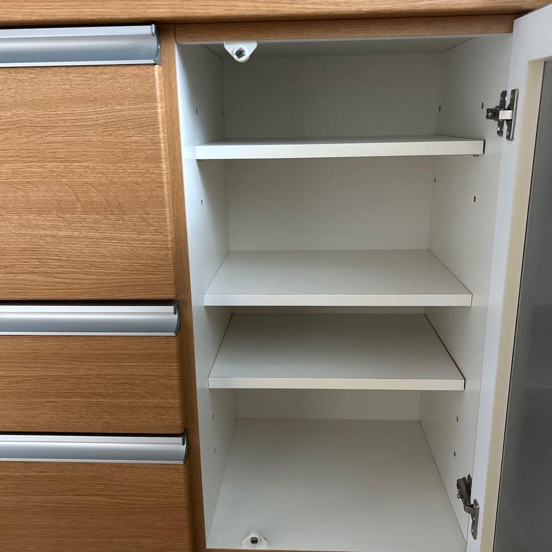 【たのめる便】ニトリサイドボード/食器棚　モデナ2 120LBR ガラス扉