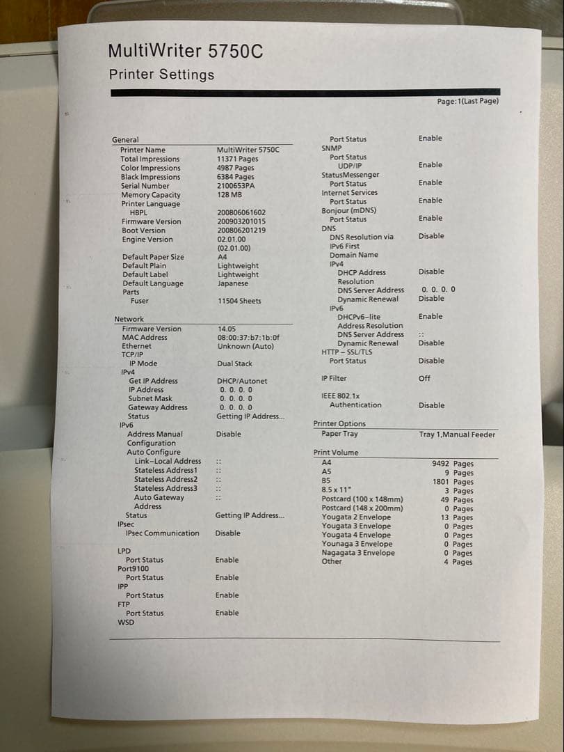 NEC MultiWriter 5750C レーザープリンター