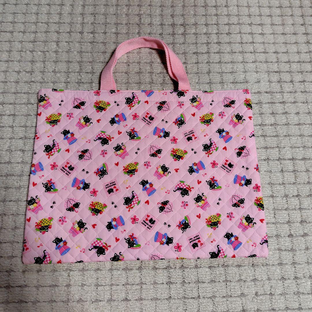 入園 入学準備に４点セットハンドメイド(ネコ柄 女の子)