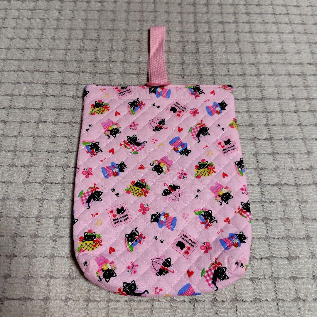 入園 入学準備に４点セットハンドメイド(ネコ柄 女の子)