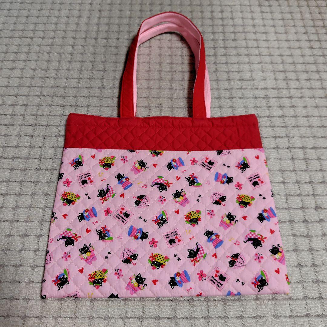 入園 入学準備に４点セットハンドメイド(ネコ柄 女の子)