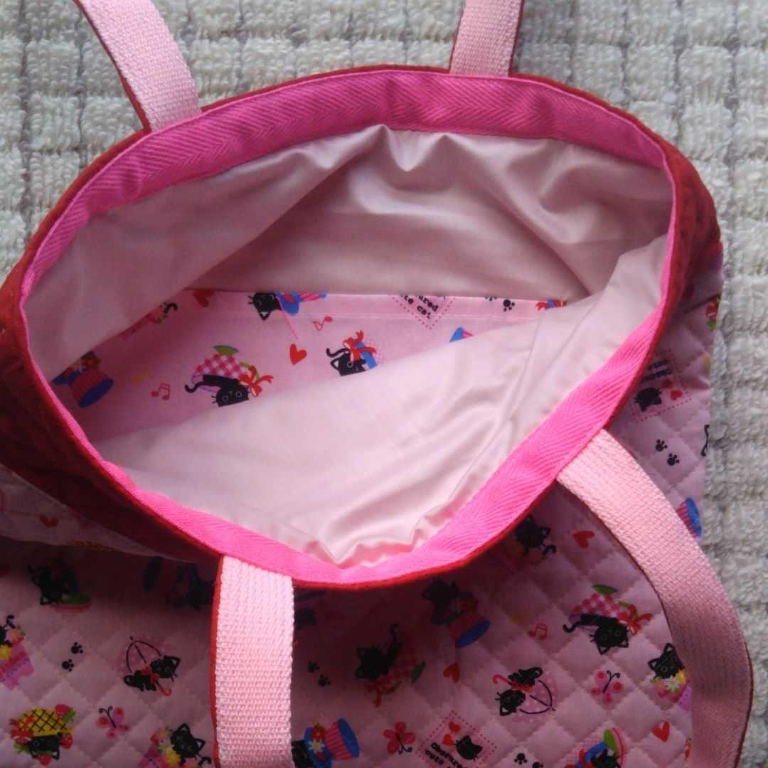 入園 入学準備に４点セットハンドメイド(ネコ柄 女の子)