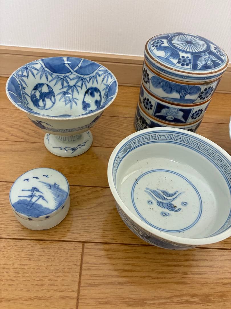 盃　三段陶器　杯　 三段重 陶器 染付　鉢 小鉢