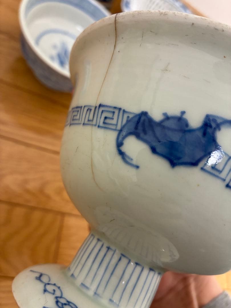 盃　三段陶器　杯　 三段重 陶器 染付　鉢 小鉢