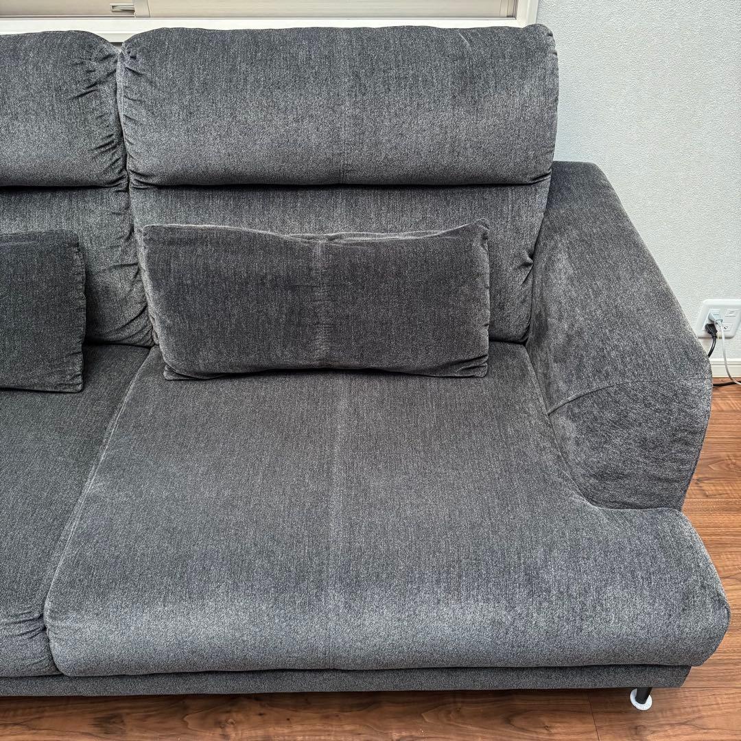 ダークグレー カウチソファ ファブリック