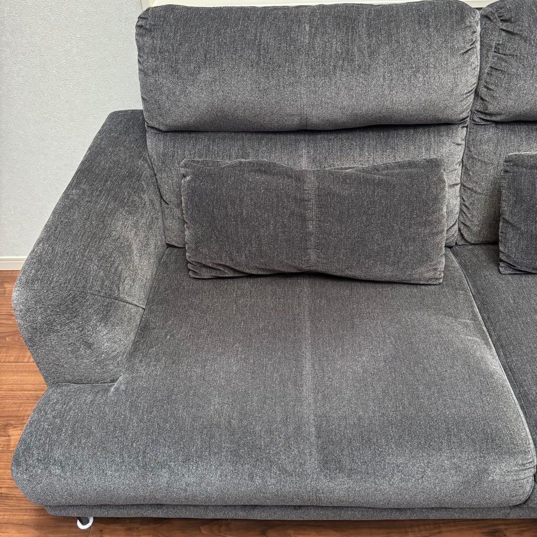 ダークグレー カウチソファ ファブリック