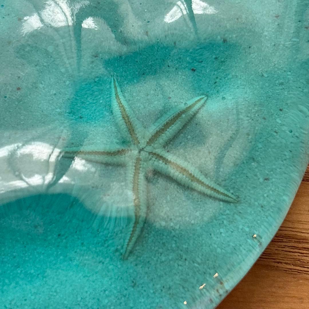 ★【訳あり】レジン　海アート　海のかけら　特大丸型　濃いブルー　No.1148