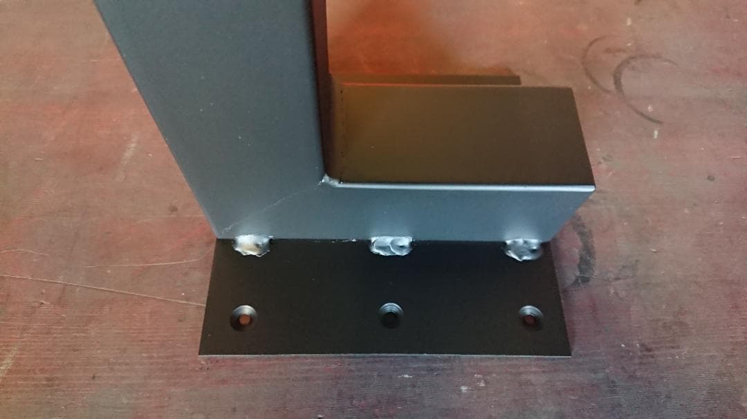 マットブラックでアイアンな極太鉄脚♪ 50×150×650mm 己型 4脚ver