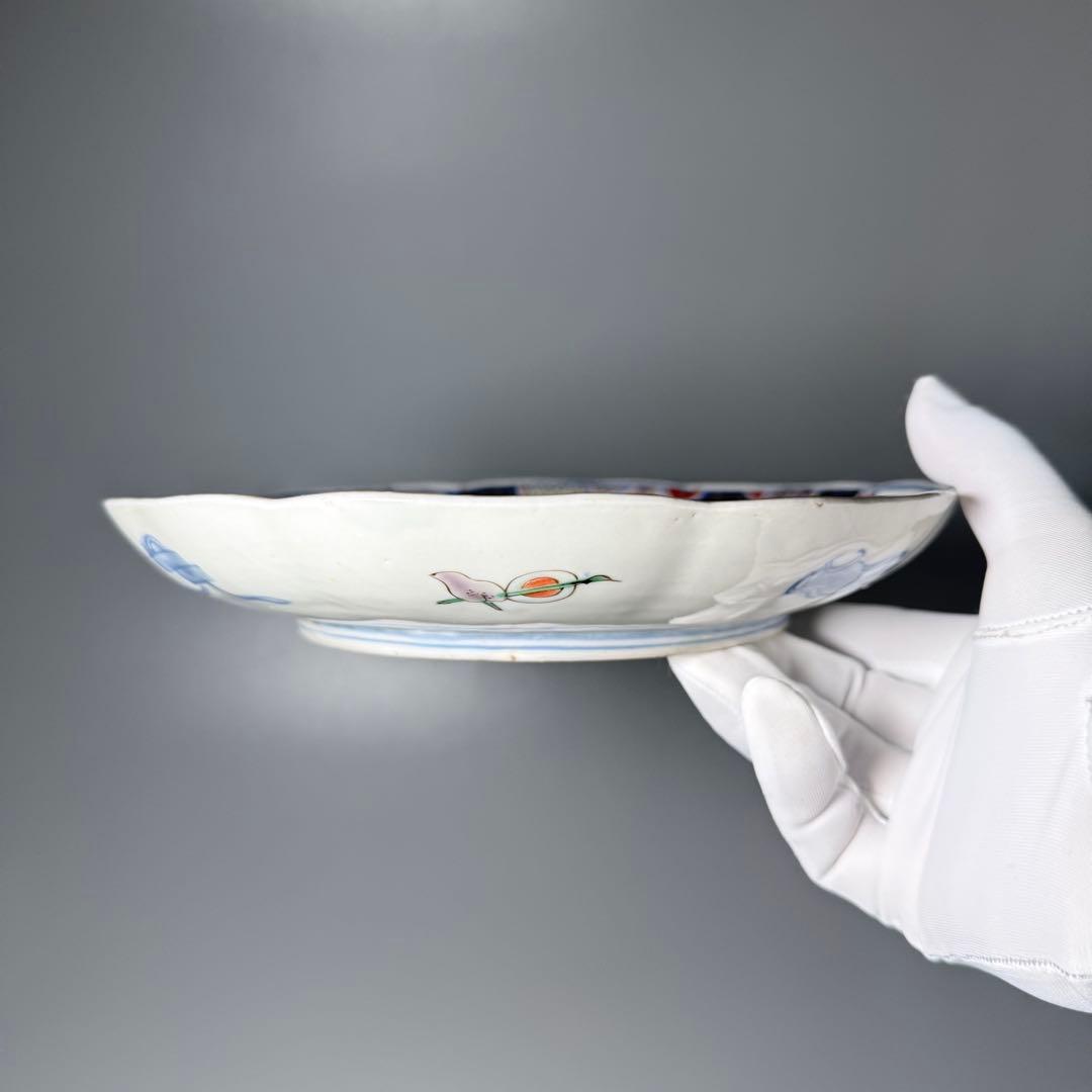 古伊万里　染錦輪花形七寸皿　変形八角向付　草花文丼　江戸期〜明治　古陶を楽しむ