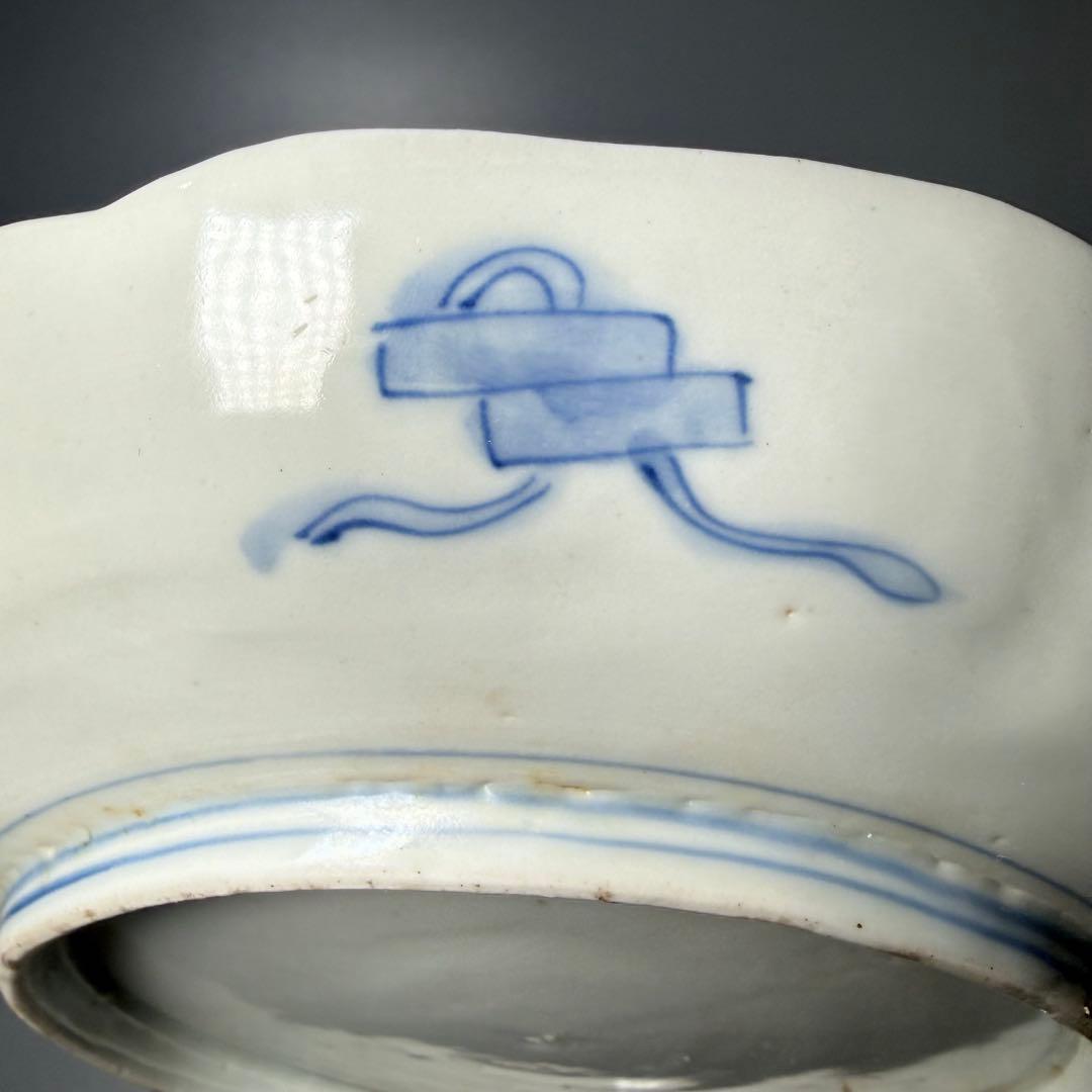 古伊万里　染錦輪花形七寸皿　変形八角向付　草花文丼　江戸期〜明治　古陶を楽しむ