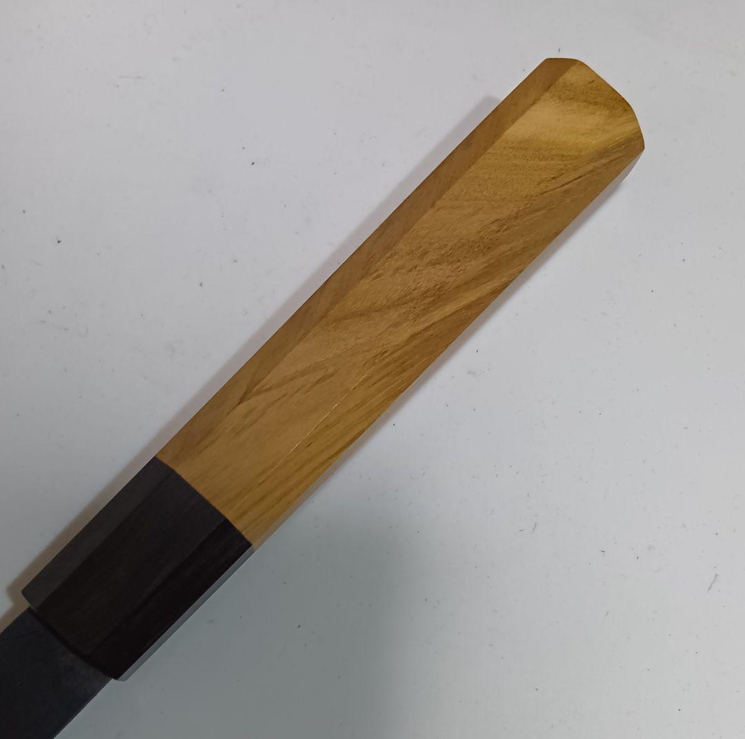 440C 高炭素鋼ステンレス 先丸 反り筋引 27cm 包丁黒檀オリーブ八角柄
