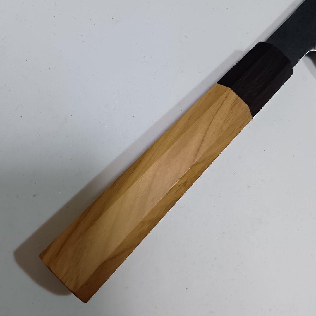 440C 高炭素鋼ステンレス 先丸 反り筋引 27cm 包丁黒檀オリーブ八角柄