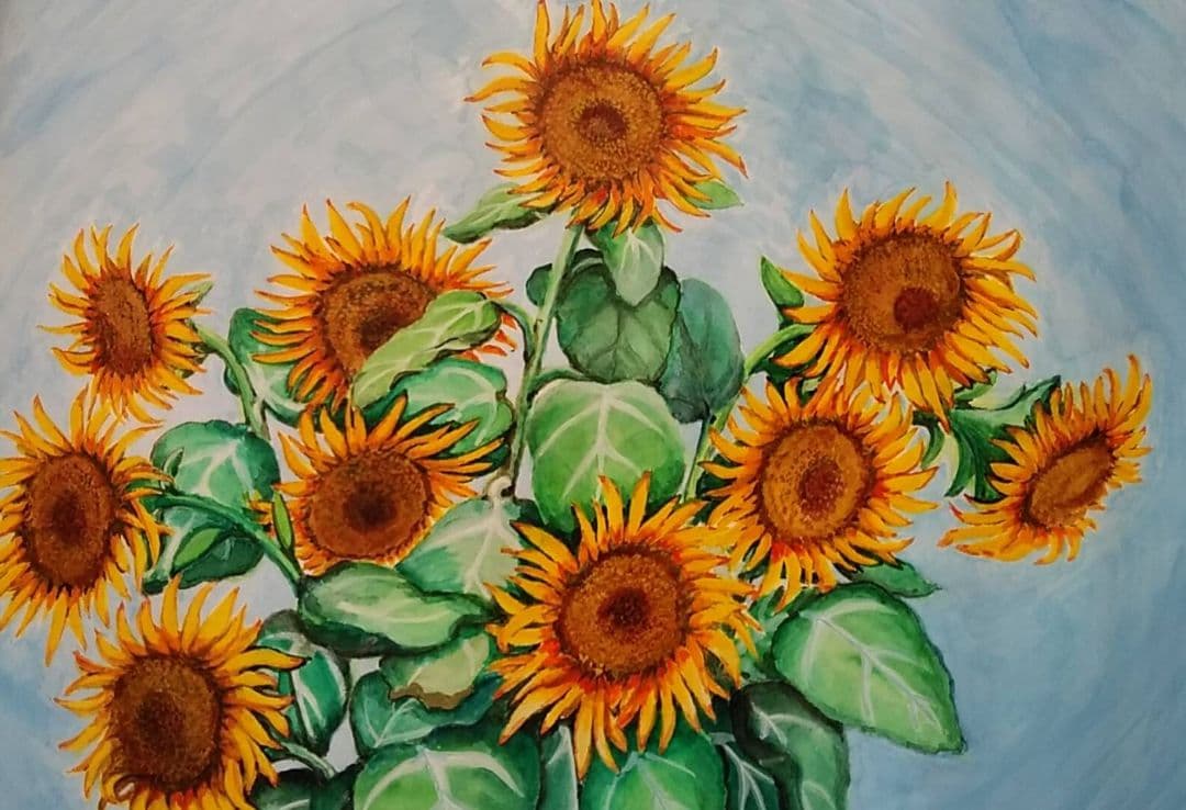 絵画 水彩画　向日葵3(原画)