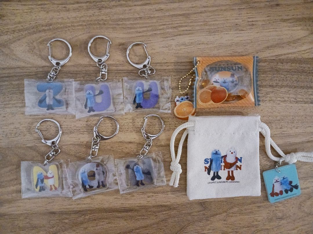 パペットスンスン　ノンノン　ぬいぐるみ　マスコット　キーホルダー　ミニ巾着