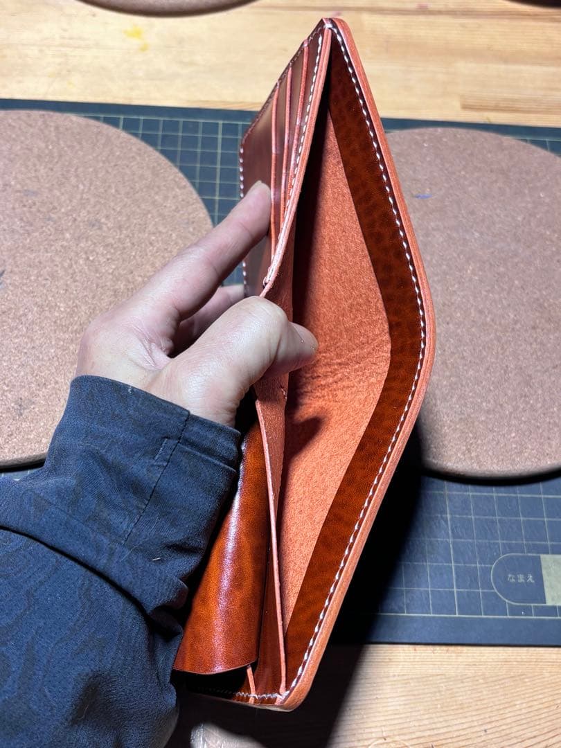 ハーフウォレット　ベルギー産ルガト　ハンドメイド