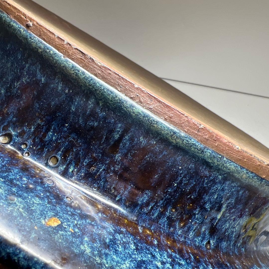 中国清時代　葛明祥造　なまこ釉大鉢　直径約37東Y8-0306☆2Fタルサオ