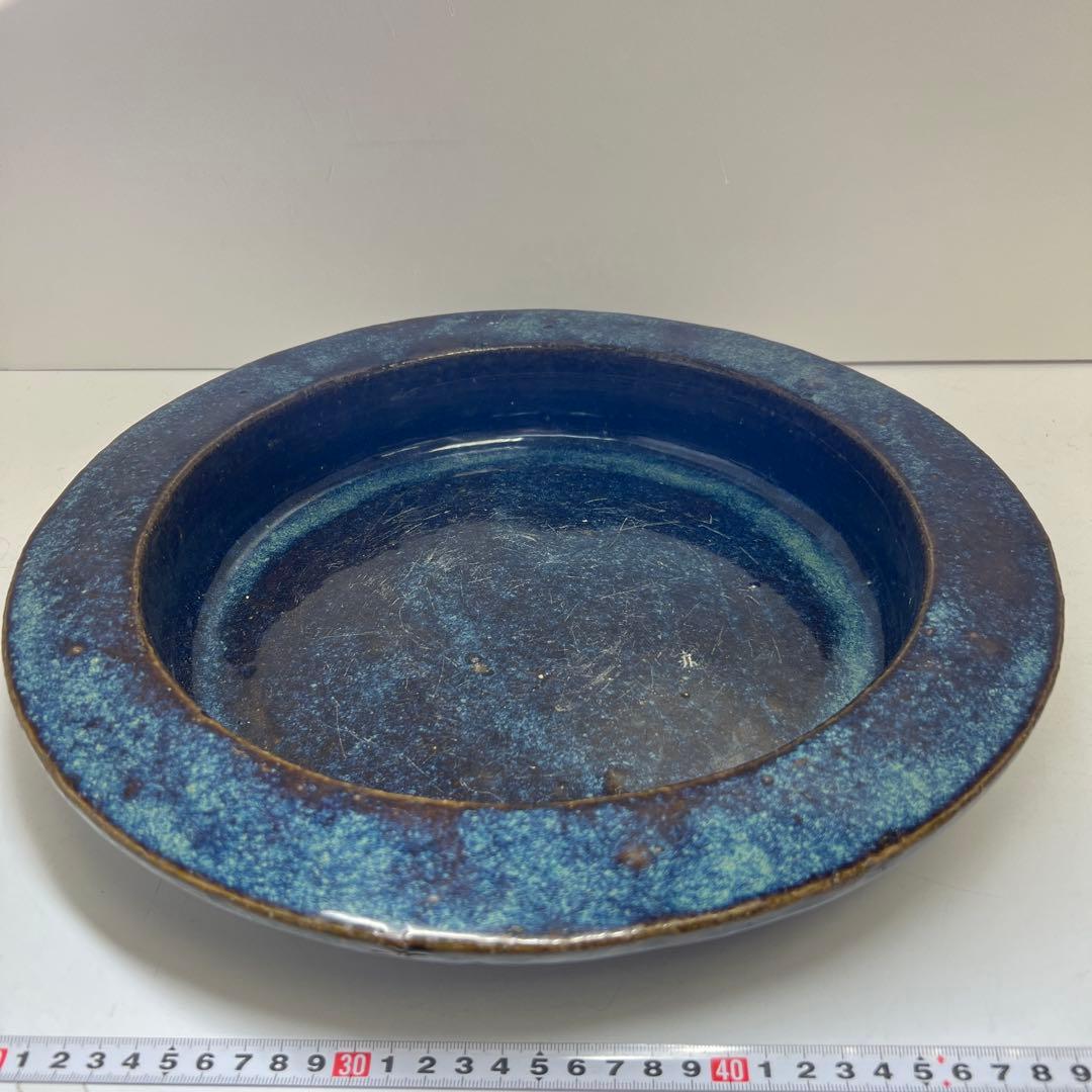 中国清時代　葛明祥造　なまこ釉大鉢　直径約37東Y8-0306☆2Fタルサオ