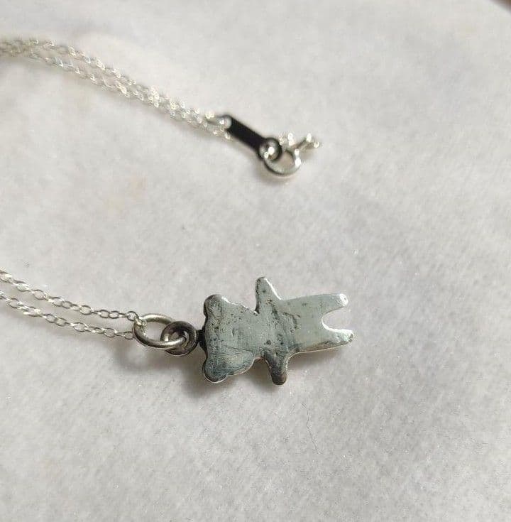 ☆特価☆ハンドメイド純銀製クマモチーフネックレスシルバー925チェーン付