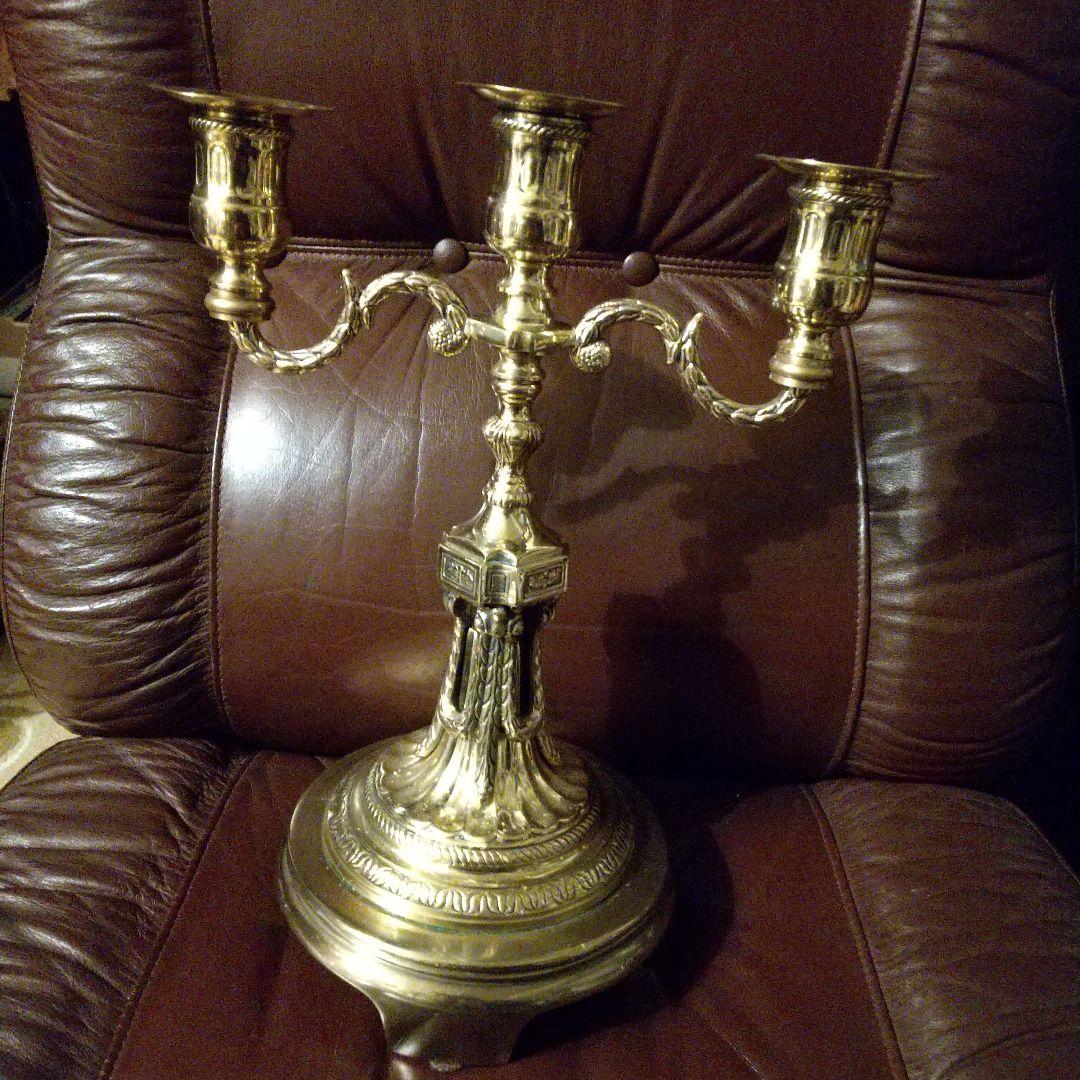 キャンドル立て 大型 ３灯 立て イタリア製 真鍮製 貴重品