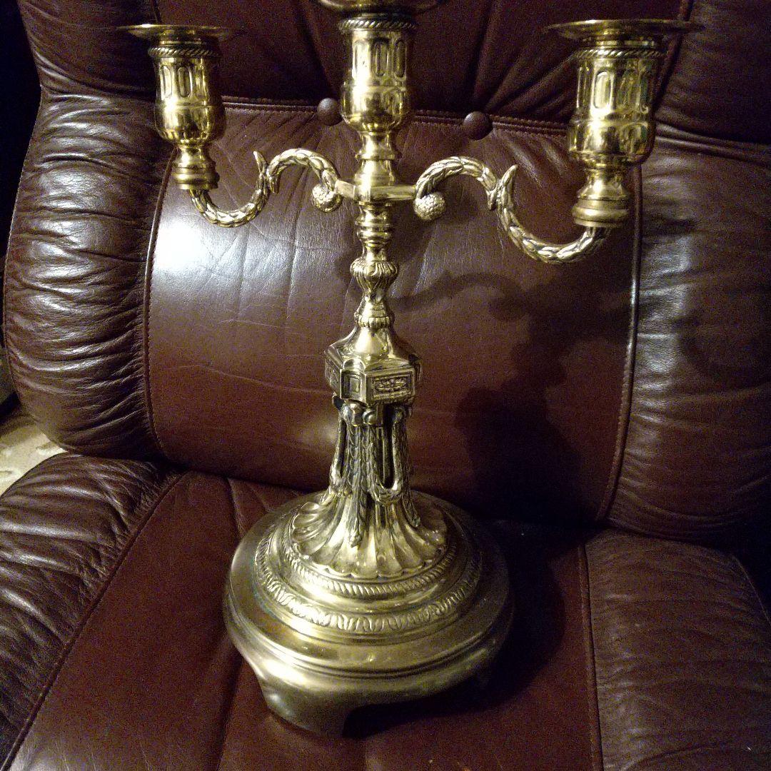 キャンドル立て 大型 ３灯 立て イタリア製 真鍮製 貴重品