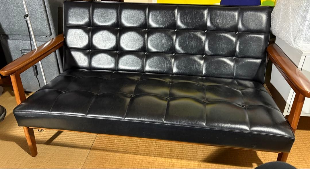 美品【カリモク60 】Kチェア2シーター　2人掛けソファ　黒　ブラック